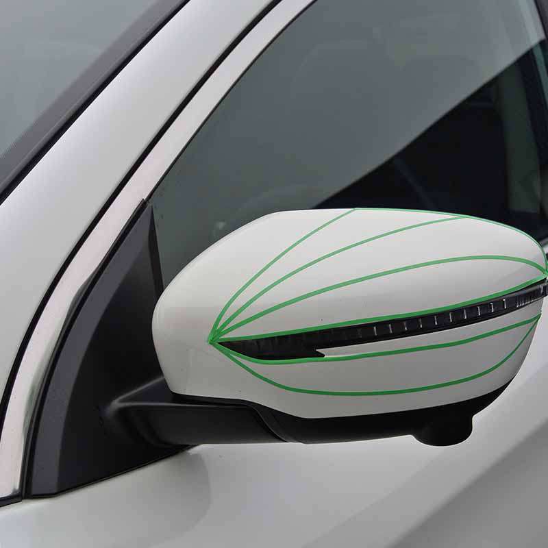 Colad Fine Line Tape applied to a driver's side mirror