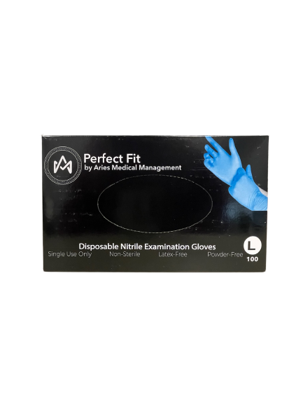 Box of Perfect Fit Blue Disposable Latex & Powder-Free Nitrile Gloves