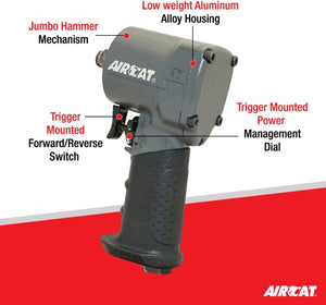 AIRCAT 1077-TH Stubby Impact Wrench 700 ft-lbs - 3/8-Inch