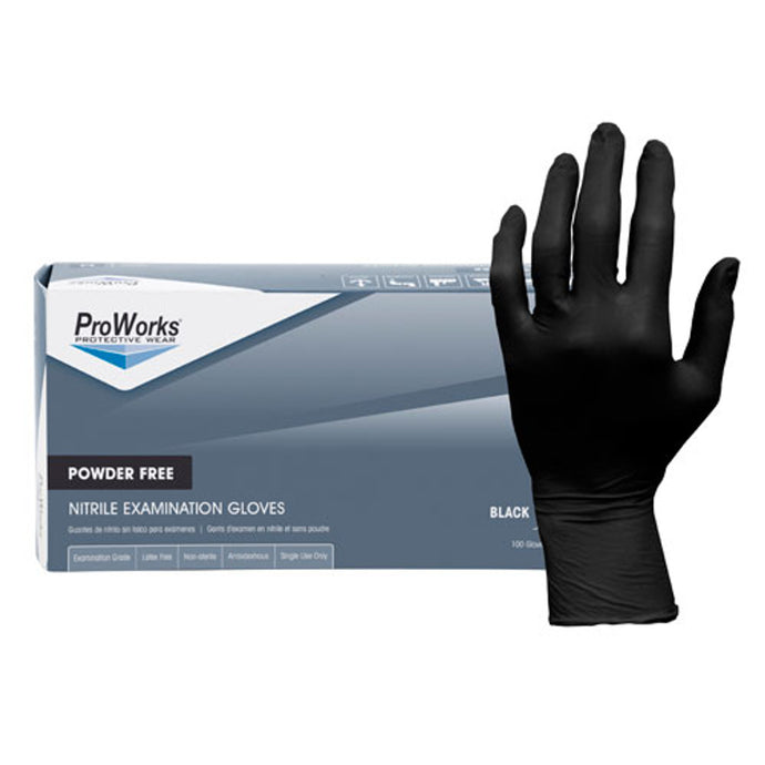 ProWorks Nitrile Exam Black Gloves, 5mil