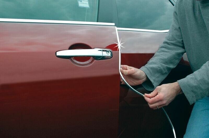 Protekto Trim Chrome Door Edge Trim Kit applied to a door