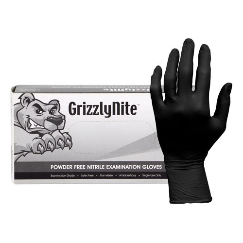 ProWorks® GrizzlyNite® Black Nitrile Powder Free Exam Gloves, 5 mil